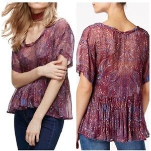 NWT! Free People “Say You Will” Babydoll Top Plum